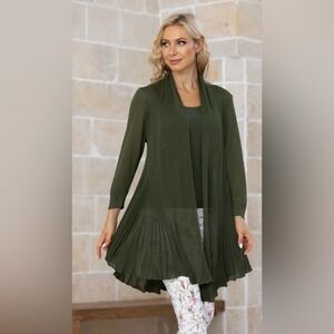 Orange Fashion Village Knitted Cardigan Army Green Olive, Size Small